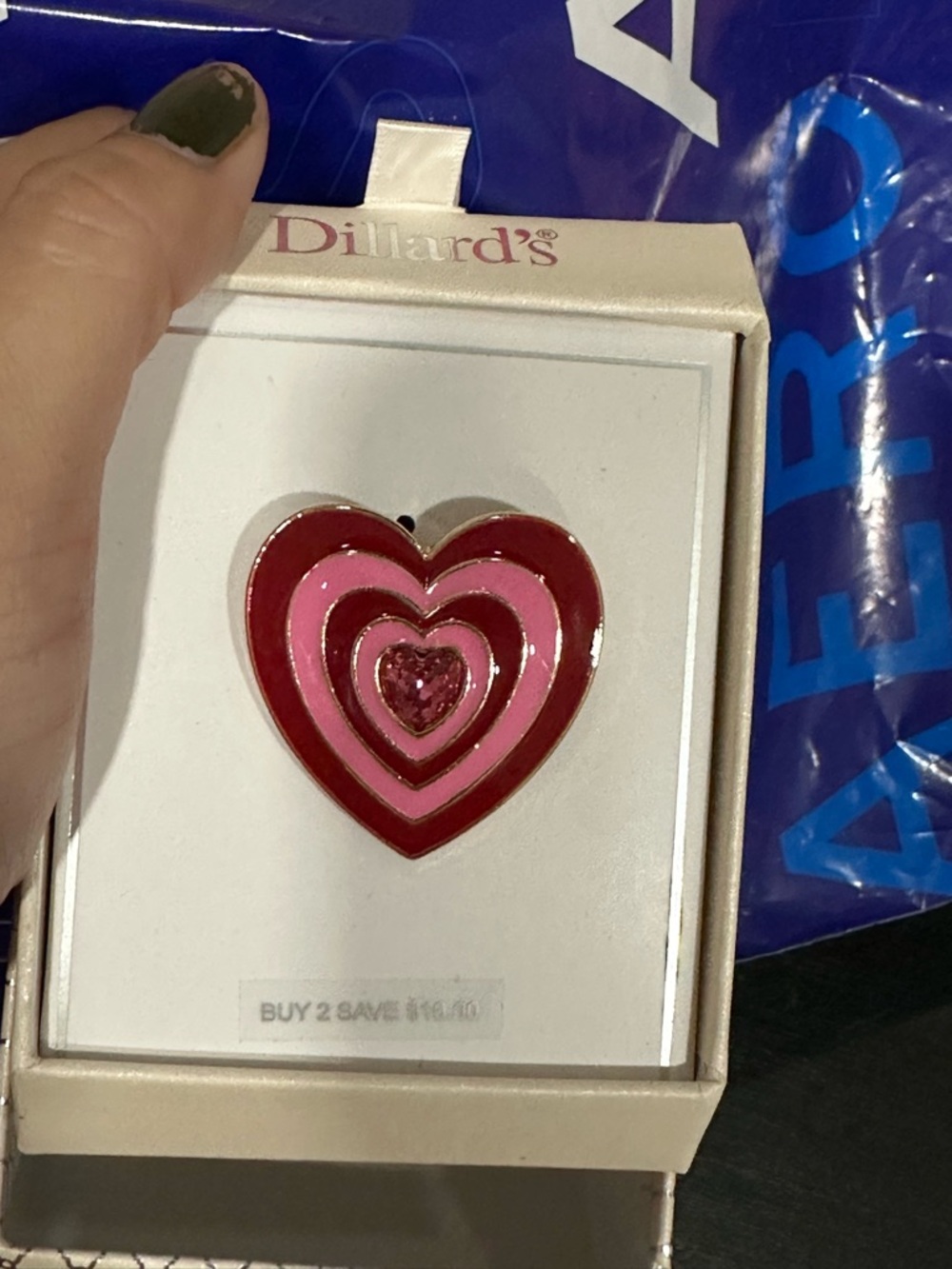 Dillard's Pink & Red Heart Brooch